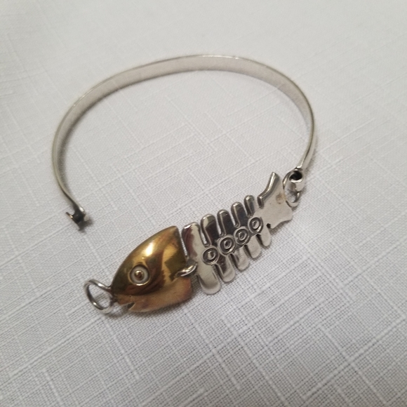 925 Sterling & Vermeil Fish Bones Bracelet - Picture 3 of 11